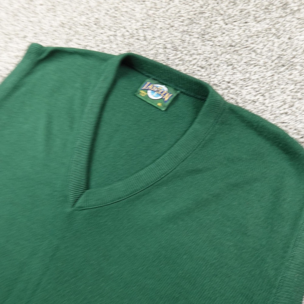 VTG Jantzen Sweater Vest Mens XL Green V Neck Knit Pullover USA 90s Grandpa Cozy